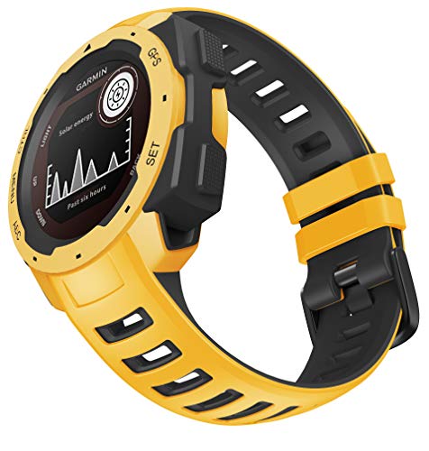 ANBEST Pulseras de Silicona Compatibles con Garmin Instinct Esports Correa, Pulsera de Suave Repuesto Deportiva para Garmin Instinct Tactical/Tide/Solar Smart Watch, Amarillo Paja/Negro