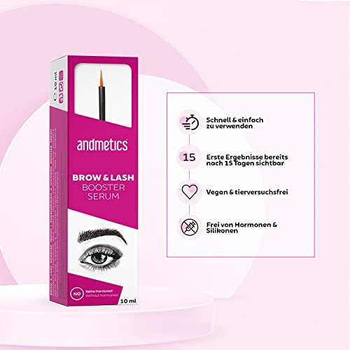 andmetics Eyebrow and Eyelash Growth Serum - Booster Serum - para pestañas y cejas naturales - 10 ml