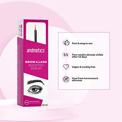 andmetics Eyebrow and Eyelash Growth Serum - Booster Serum - para pestañas y cejas naturales - 10 ml