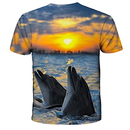 Animal Marine Dolphin T-Shirt Impresión 3D Patrón de impresión Ropa para niños Niñas Tops Ct-943 4t