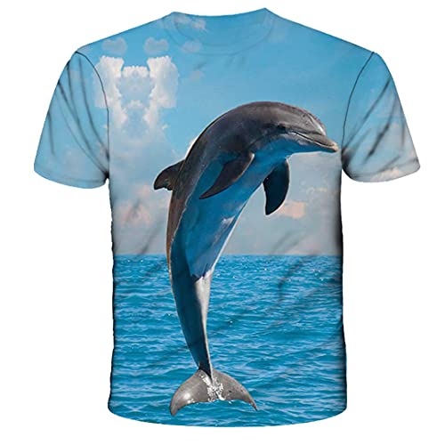 Animal Marine Dolphin T-Shirt Impresión 3D Patrón de impresión Ropa para niños Niñas Tops Ct-943 4t