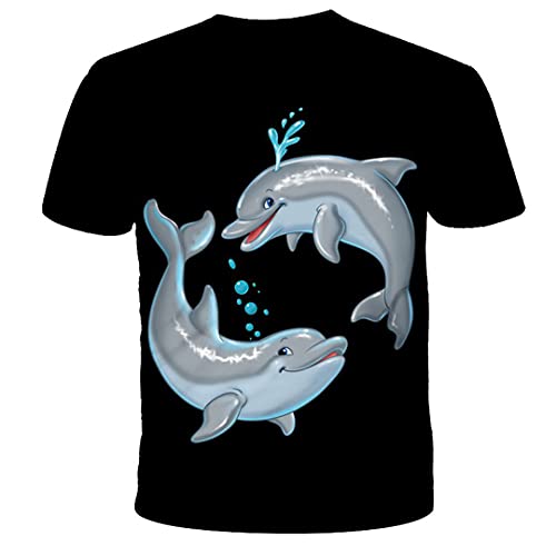 Animal Marine Dolphin T-Shirt Impresión 3D Patrón de impresión Ropa para niños Niñas Tops Ct-943 4t