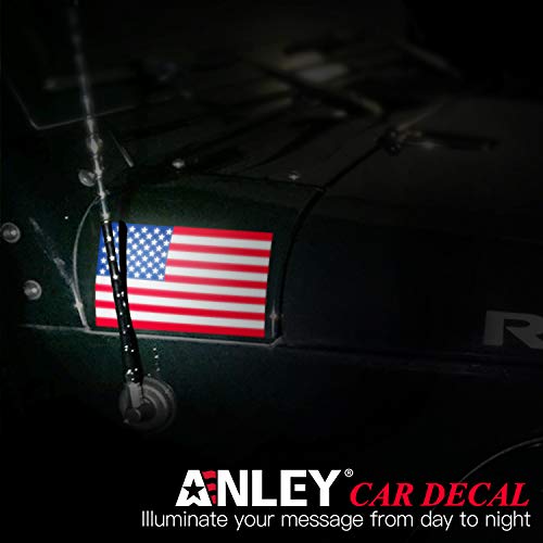 ANLEY 12 X 7 Cent¨ªmetros Calcoman¨ªa con la Bandera de los EE.UU. - Patri¨®Tico Estrellas Raya Reflectiva Bandera USA Pegatina Autom¨®vil - Apoye Militares USA (Paquete de 3)