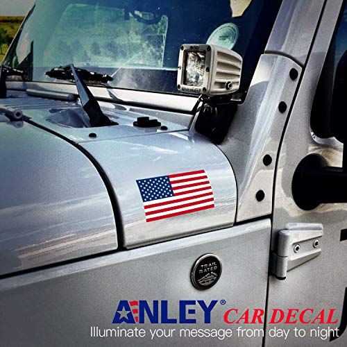 ANLEY 12 X 7 Cent¨ªmetros Calcoman¨ªa con la Bandera de los EE.UU. - Patri¨®Tico Estrellas Raya Reflectiva Bandera USA Pegatina Autom¨®vil - Apoye Militares USA (Paquete de 3)