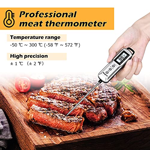 Anpro Termómetro Carne, Termómetro Digital Cocina, IPX4 a Prueba de agua, sonda de 115 mm, Termometro de Cocina para Carne,Barbacoa,Alimento