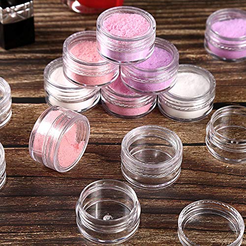 AOI Frascos de cosméticos vacíos de 5 ml, 50 Uds, Botes de Muestra de Viaje, Redondos Transparentes con Tapas para Mujeres, cremas, Muestra de Almacenamiento de Maquillaje