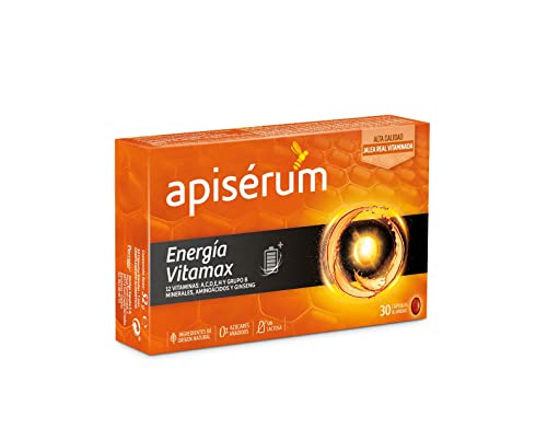 Apisérum Vitamax Cápsulas - Aporte de Energía Extra y Vitalidad Favorece el rendimiento físico e intelectual Con Jalea Real, Vitaminas A,C,D,E,H y grupo B, Minerales, Aminoácidos, Ginseng