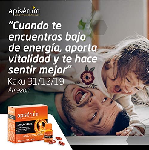 Apisérum Vitamax Cápsulas - Aporte de Energía Extra y Vitalidad Favorece el rendimiento físico e intelectual Con Jalea Real, Vitaminas A,C,D,E,H y grupo B, Minerales, Aminoácidos, Ginseng