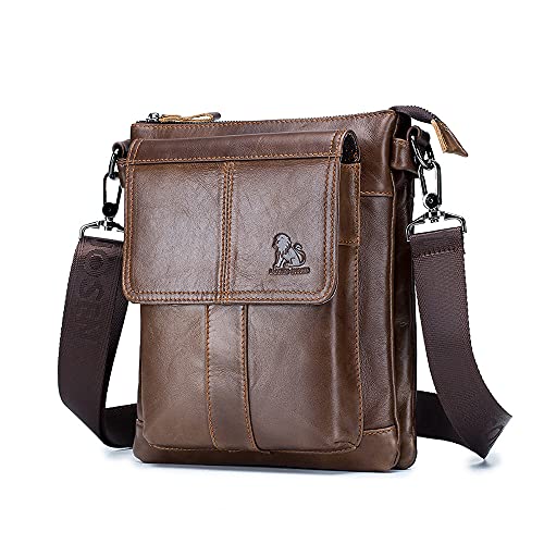 ARKTOS Nefli Bolsa de hombro de cuero genuino Messenger CrossBody Bolsa se ajusta a la tableta de 10 pulgadas para el negocio de la oficina de trabajo de la escuela Marrón