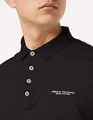 Armani Exchange 4 Buttons Polo, Negro (Black 1200), X-Small para Hombre