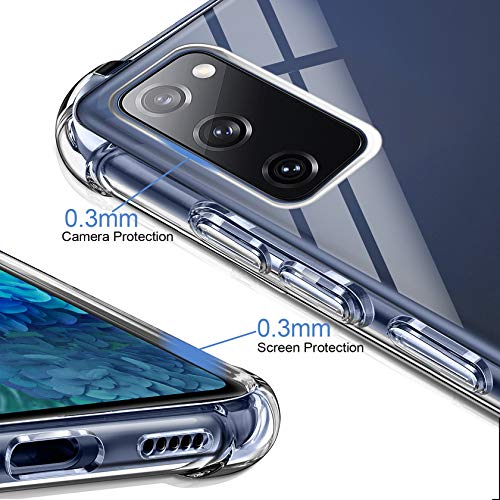 AROYI Funda Compatible con Samsung Galaxy S20 FE 4G / 5G, 2 Pack Cristal Templado y 2 Pack Lente de cámara para Galaxy S20 FE, Silicona Suave TPU Carcasa Protección Caso para Samsung S20 FE 4G / 5G