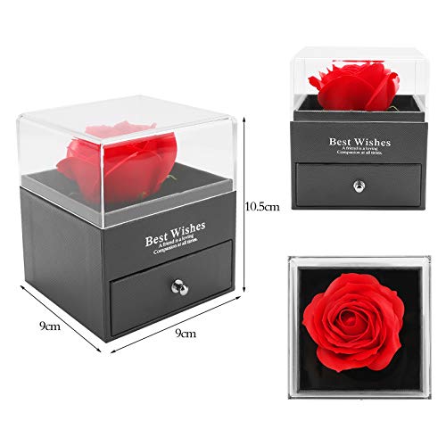 ASANMU Regalo para Rosa Eterna Artificial, Rosa Eterna Caja de Joyería Bella y la Bestia Rosa Caja de Joyería de la Madre Regalos Romántico para Esposa/Novia/San Valentín/Bodas/Cumpleaños/Madre