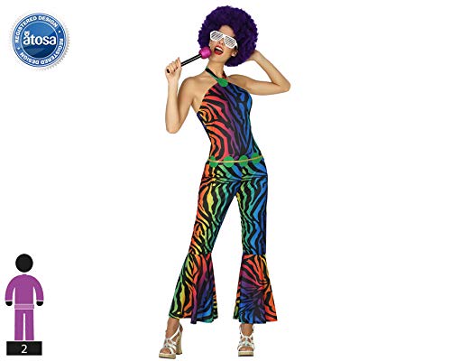 ATOSA disfraz disco mujer adulto rayas multicolor M