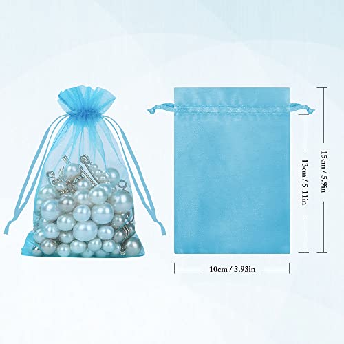 Aucuu 100PCS Bolsas de Organza ,10 x 15 cm, Bolsitas de Tela para Regalos,Bolsas con Cordón para joyería, Cumpleaños, Navidad, Aniversario. (10 Colores Mezclados)