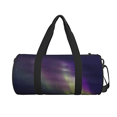 Aurora Polaris - Bolsa de lona redonda con estampado de lona, bolsa de viaje para la noche, bolsa de viaje plegable de fin de semana, impermeable y resistente al desgarro.