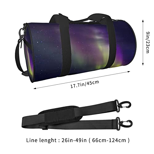 Aurora Polaris - Bolsa de lona redonda con estampado de lona, bolsa de viaje para la noche, bolsa de viaje plegable de fin de semana, impermeable y resistente al desgarro.