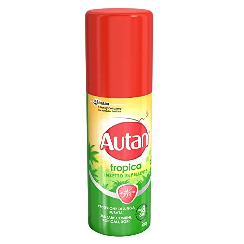 Autan Tropical Insecticida en spray repelente y antimosquitos tigre y comunes, 50 ml, protección de larga duración