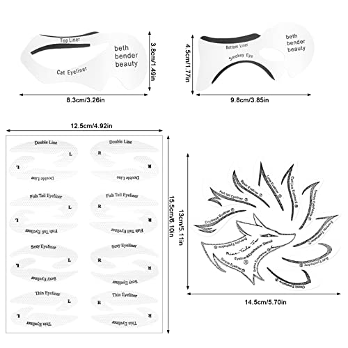 AUXSOUL 168 Piezas Plantilla Para Delinear Ojos Set, Reutilizable Plantilla Delineador de Ojos y Autoadhesivo Plantilla Eyeliner Ojos Para Mujeres y Niñas