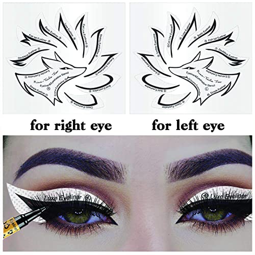 AUXSOUL 168 Piezas Plantilla Para Delinear Ojos Set, Reutilizable Plantilla Delineador de Ojos y Autoadhesivo Plantilla Eyeliner Ojos Para Mujeres y Niñas