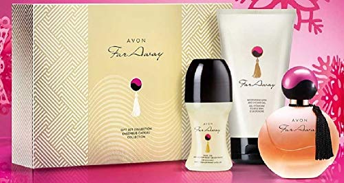 Avon Far Away Set de regalo de perfume de loción corporal y desodorante