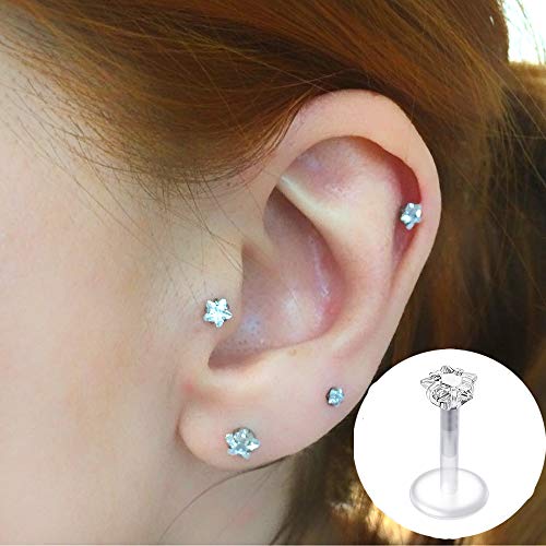 AVYRING Piercing Oreja Tragus 16G Acero Inoxidable & Acrilico Piercing Labio Labret Monroe Medusa Piercing Oreja Helix Cartilago para Mujer Hombre 8 Piezas