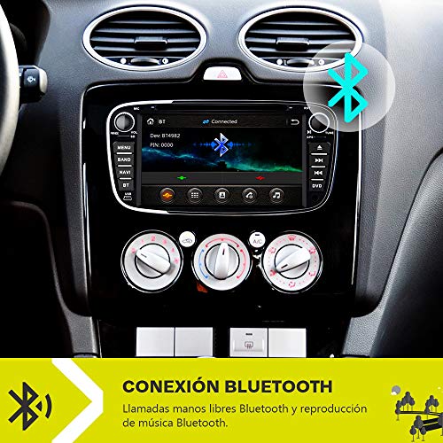 AWESAFE Radio Coche 7 Pulgadas para Ford con Pantalla Táctil 2 DIN, Autoradio de Ford con Bluetooth/GPS/FM/RDS/CD DVD/USB/SD, Admite Mandos Volante, Mirrorlink y Aparcamiento (Negra)