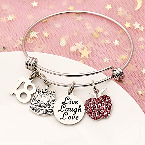 Awyuan 13 16 18 21 30 40 50 60 65 años de Edad Regalos de cumpleaños para Mujeres niñas Pulsera Brazalete Ajustable de Acero Inoxidable joyería (18 años de Edad)