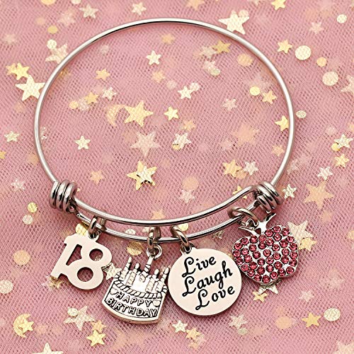 Awyuan 13 16 18 21 30 40 50 60 65 años de Edad Regalos de cumpleaños para Mujeres niñas Pulsera Brazalete Ajustable de Acero Inoxidable joyería (18 años de Edad)