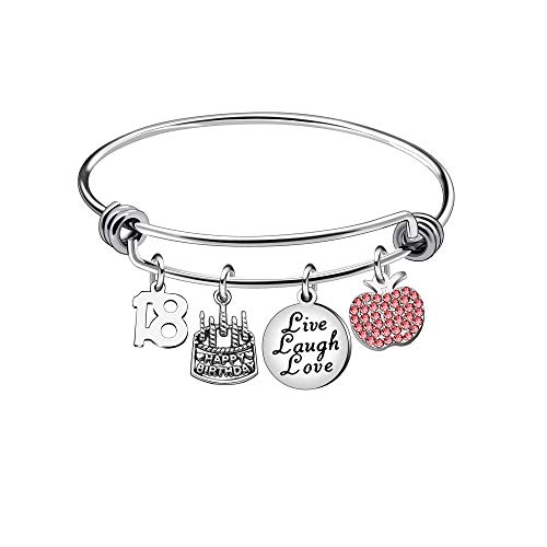 Awyuan 13 16 18 21 30 40 50 60 65 años de Edad Regalos de cumpleaños para Mujeres niñas Pulsera Brazalete Ajustable de Acero Inoxidable joyería (18 años de Edad)