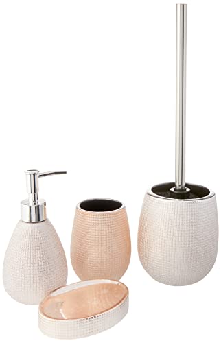 axentia Hollywood Juegos de Accesorios de baño, gres/Cromado/Acero Inoxidable/plástico, Oro Rosa/Negro, 4 Piezas