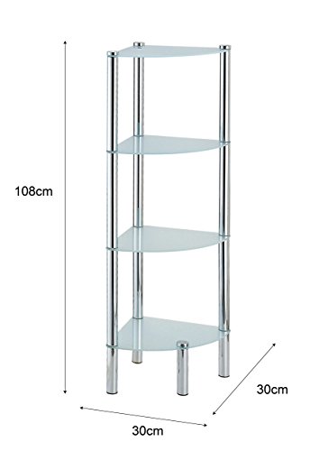 Axxentia Bad 282134 Solanio - Mueble esquinero de 4 estanterías de metal y cristal (30 x 30 x 108 cm) [Importado de Alemania]