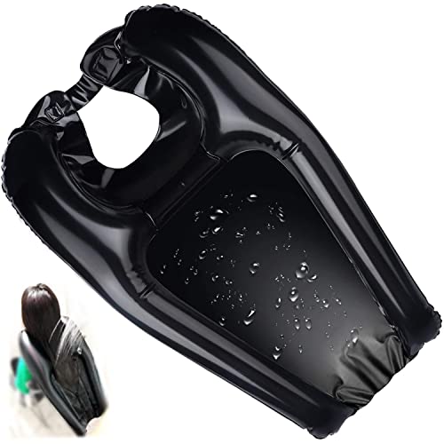 Bandeja Inflable para Lavar el Cabello Lavabo Portátil para Champú en la Cama o en Silla de Ruedas para Ancianos Negro