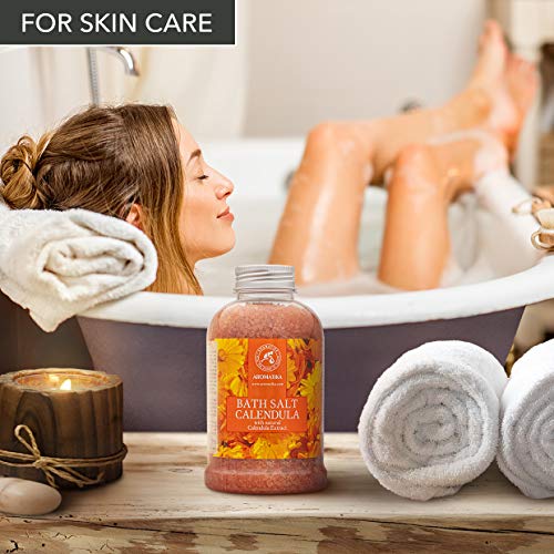 Baño de Caléndula Sal 600g con Aceite Natural de Caléndula - Sales de Baño - Cuidado del Cuerpo - Lo mejor para un Buen Sueño - Belleza - Baño - Bienestar - Relax - Aromaterapia