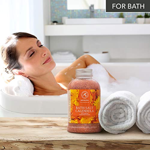 Baño de Caléndula Sal 600g con Aceite Natural de Caléndula - Sales de Baño - Cuidado del Cuerpo - Lo mejor para un Buen Sueño - Belleza - Baño - Bienestar - Relax - Aromaterapia