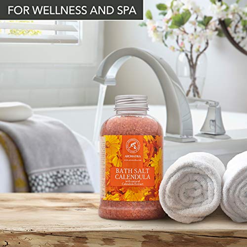 Baño de Caléndula Sal 600g con Aceite Natural de Caléndula - Sales de Baño - Cuidado del Cuerpo - Lo mejor para un Buen Sueño - Belleza - Baño - Bienestar - Relax - Aromaterapia