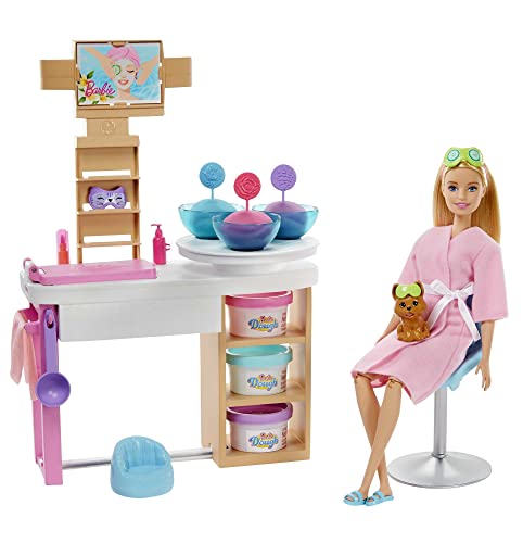 Barbie con su Mascarilla, Playset de Spa, Muñeca con Accesorios (Mattel GJR84)