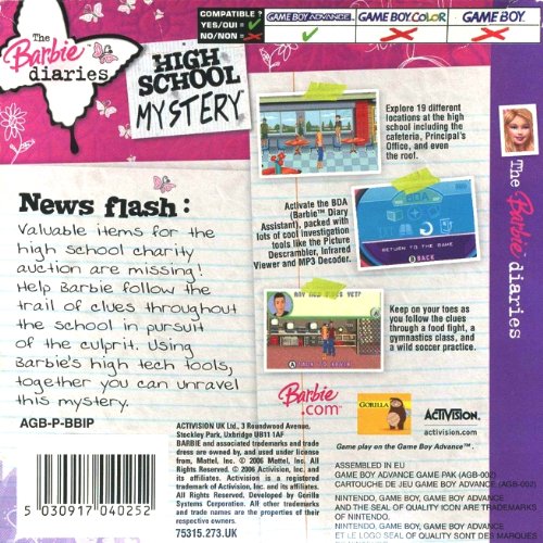 Barbie Diaries: High School Mysteries (GBA) [Importación Inglesa]