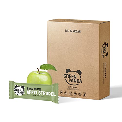 Barritas veganas, Snack Paleo vegano puro y con ingredientes orgánicos. Barritas energéticas 12x30 en una caja sabor"Strudel de manzana" de Green Panda