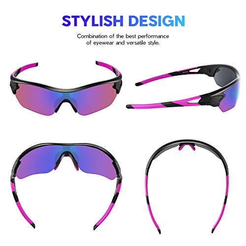 Bea Cool Gafas de sol polarizadas deportivas para hombres, mujeres, jóvenes, béisbol, ciclismo, correr, conducir, pescar, golf, motocicleta, tac, gafas (Rosa)