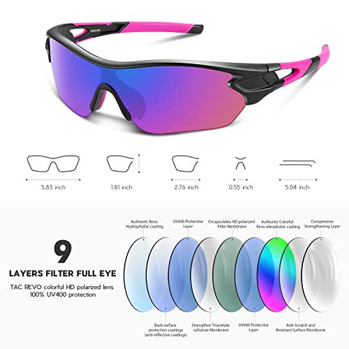 Bea Cool Gafas de sol polarizadas deportivas para hombres, mujeres, jóvenes, béisbol, ciclismo, correr, conducir, pescar, golf, motocicleta, tac, gafas (Rosa)