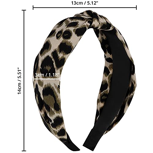 Belle Vous Diademas Mujer Anchas Estampado Leopardo con Nudo (Pack de 6) - Diadema Turbante Mujer Boho Elástica - Accesorios Pelo Mujer y Niñas – 6 Diseños de Cinta Pelo Mujer