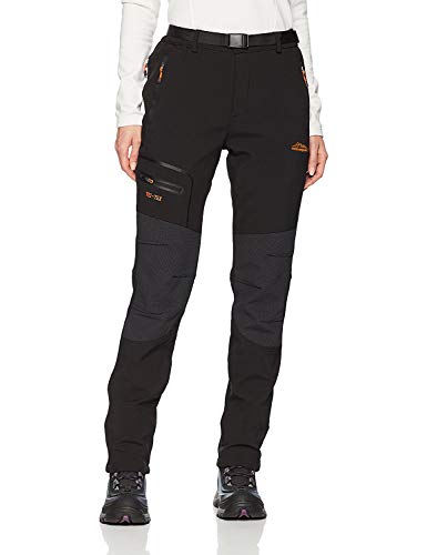 BenBoy Pantalones de Nieve Montaña Mujer Impermeables Invierno Calentar Pantalones Trekking Escalada Senderismo Esquiar Softshell,KZ1672W-Black2-M