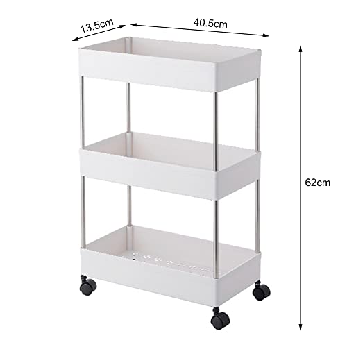 Beowanzk Carrito Auxiliar con Ruedas Cocina Baño Peluqueria Camarera Limpieza Carrito Organizador Almacenaje Blanco Carrito Para Libros 3 Capas (Blanco)