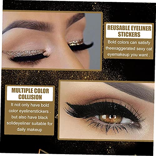 Berrywho Eyeliner Pegatinas de pestañas Reutilizable Impermeable Stick en Eyeliner Sombra de Ojos Maquillaje Negro