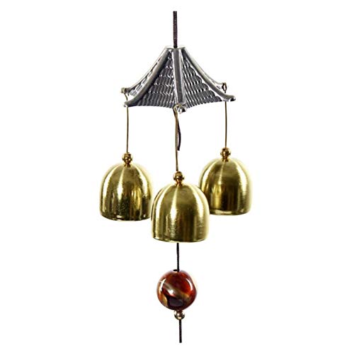 BIAOYU Campanas de metal grandes de latón, campanilla de viento Feng Shui para el hogar, jardín, decoración para colgar en el techo de la fortuna, campanillas de viento chinas orientales (color: B)