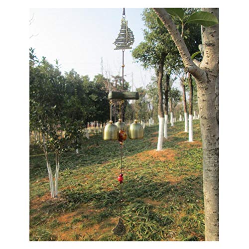 BIAOYU Campanas de metal grandes de latón, campanilla de viento Feng Shui para el hogar, jardín, decoración para colgar en el techo de la fortuna, campanillas de viento chinas orientales (color: B)