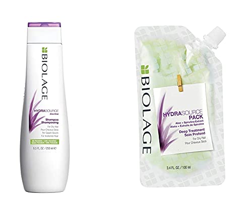 Biolage Champú Hydrasource con Aloe Vera para Cabello Seco, 250 ml + Biolage Mascarilla Hydrasource Deep Treatment con Aloe Vera para Cabello Seco, 100 ml