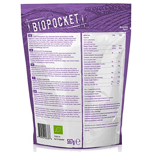 Biopocket - Cóctel de frutas secas ecológicas, 567 g