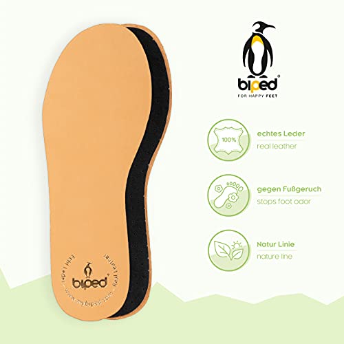 biped 2 pares de plantillas de cuero prémium para niño/a con carbón activo - plantillas de cuero para el sudor de pies - suaves plantillas de cuero para calzado infantil z2766 (32-33)