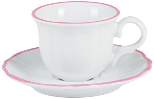 Bitossi Home PAR351 Set De 6 Tazas de café con platito, Línea Parisienne, Rosa